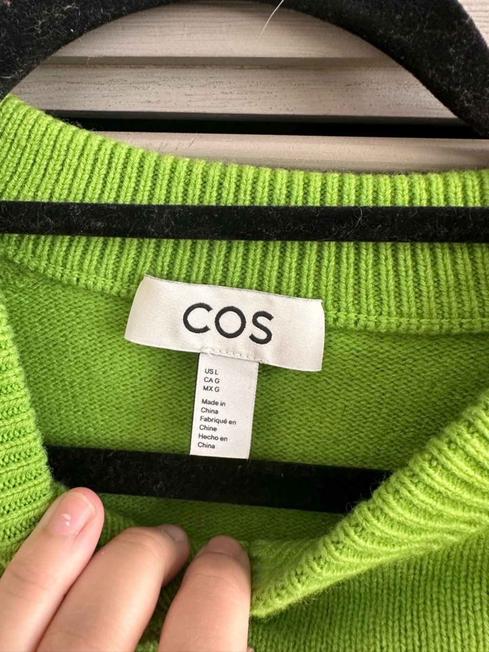 COS Lime Green Cropped V-Neck Sweater - Picture 7 of 9